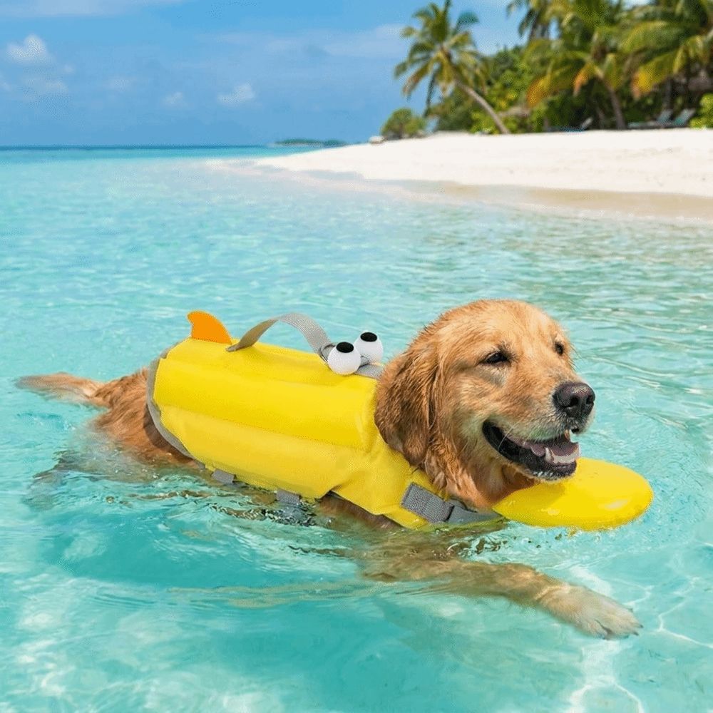 Dog Life Jacket - Colete Salva-Vidas Ajustável para Cães, Impermeável,